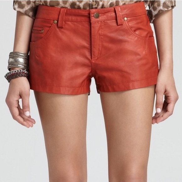 Free People Pants - Free People Red Vegan Leather Shorts